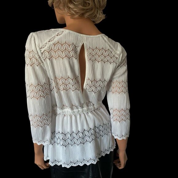 Soft Girl Coquette Lace Top Beach Sz M Fairy Y2K White Vacation Travel Keyhole - Picture 7 of 16